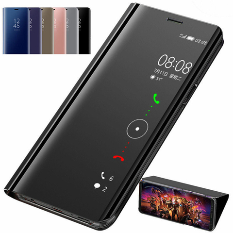 Luxury Smart Mirror View Leather Case For Xiaomi Mi 10 Mi 10Pro Stand Flip Cover For Redmi Note9s 9 Pro Max 10X 4G 5G Protective ► Photo 1/6
