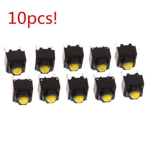 10pcs Mute Button Silent Switch Wireless Mouse Wired Mouse Button Micro Switch Yellow Push Button Switch 6*6*7.3mm ► Photo 1/1