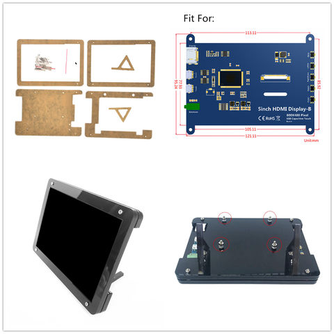 Durable 5 inch HDMI Display Case LCD HD Capacitive Touch Screen Stand For Raspberry Pi ► Photo 1/6