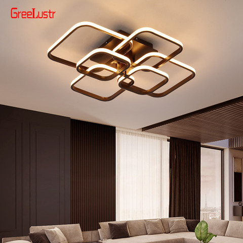 Modern LED Chandeliers Lighting with Remote White Coffee Acrylic Ceiling Chandelier Lamp Home Decor Lustres Light Fixture ► Photo 1/6
