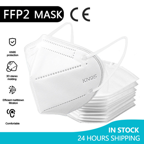 10/50/100 Pcs FFP2 CE Mask FFP2  Facial Face Masks 5 Layers Dustproof Reuseable Mouth filter Mask Health Care Mascarillas ► Photo 1/6