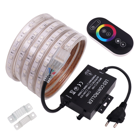 LED Strip RGB 5050 220V 240V 60LED Waterproof with 1500W Drive Controller RF Touch Remote LED Tape Rope Light Home Decoration ► Photo 1/6