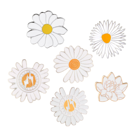 Daisy Lightning Lotus Enamel Pins Cartoon Flower Brooches Cute Badge Anti-light Buckle Kpop Jewelry gift for Fans Girl friends ► Photo 1/6