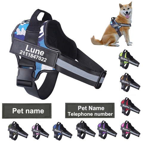 Dog Harness NO PULL Reflective Breathable Adjustable Pet Harness Vest with ID Custom Patch Outdoor Walking Dog Supplies ► Photo 1/6