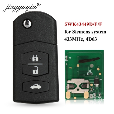 jingyuqin 3BTN Flip Car Remote Key Fob for Mazda 5WK43449D /5WK43449E /5WK43449F 433MHz M2 Demio M3 Axela M5 Premacy M6 Atenza ► Photo 1/5