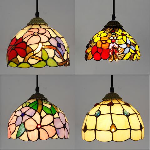 Stained Glass Tiffany Pendant Suspension Lamp Dia 8 Inch Rose Flower Phoenix Tail Pattern Tiffany Suspension Hanging Light ► Photo 1/5