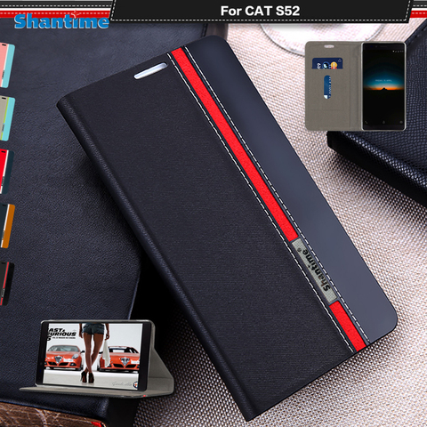 Luxury PU Leather Case For CAT S52 Flip Case For CAT S52 Phone Case Soft TPU Silicone Back Cover ► Photo 1/6