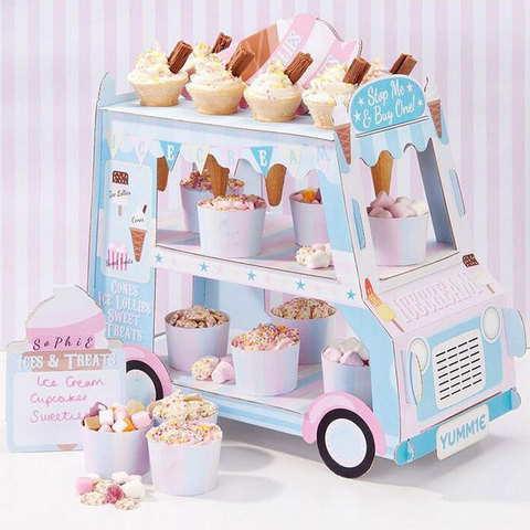 ice cream party decoration Display Stand Cupcakes Event Party Disposable Birthday Decoration Cupcake Sugar Sweets Crafts Display ► Photo 1/4