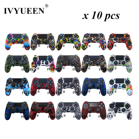 IVYUEEN 10 pcs For Sony PlayStation 4 PS4 Pro Slim Controller Protective Skin Silicone Case Cover with Analog Thumb Grips Caps ► Photo 1/6