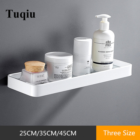 Tuqiu 25CM 35CM 45CM Glass Shelf,Square bathroom glass shelves,White Bathroom Shelf Aluminum Shower room Rack,Cosmetic Shelf ► Photo 1/6