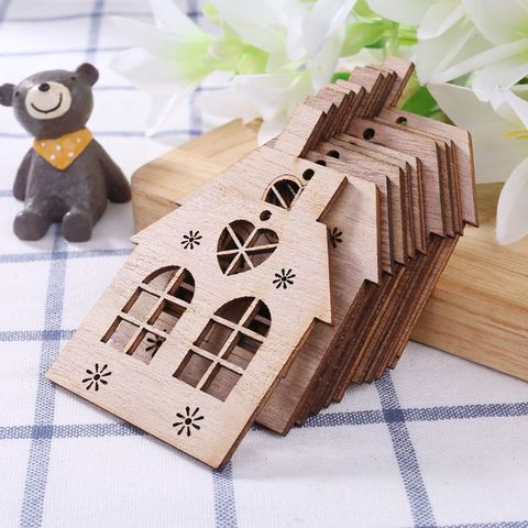 10pcs/set Christmas House DIY Wooden Pendant Hanging Tree Ornament DIY Crafts Party Home Decor ► Photo 1/5