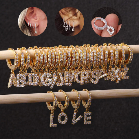 1Piece Single Letter Earrings for Women 2022 Fashion Jewelry Cute Letter Ear Cuff Women Stud Earring Rings with Stone ► Photo 1/6