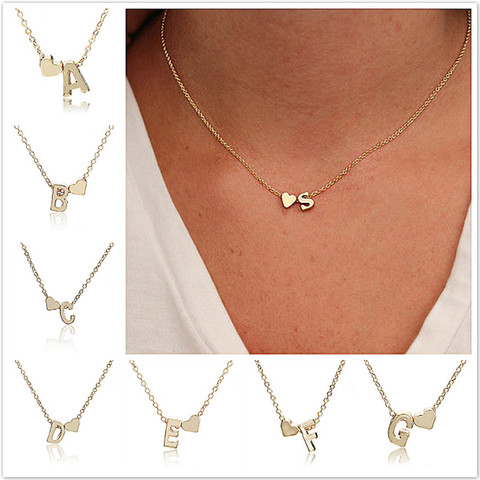 26 Style Chain Necklace Fashion Heart Delicate Initial Letter Name Women's Necklace Jewelry Clavicle Chain ► Photo 1/6