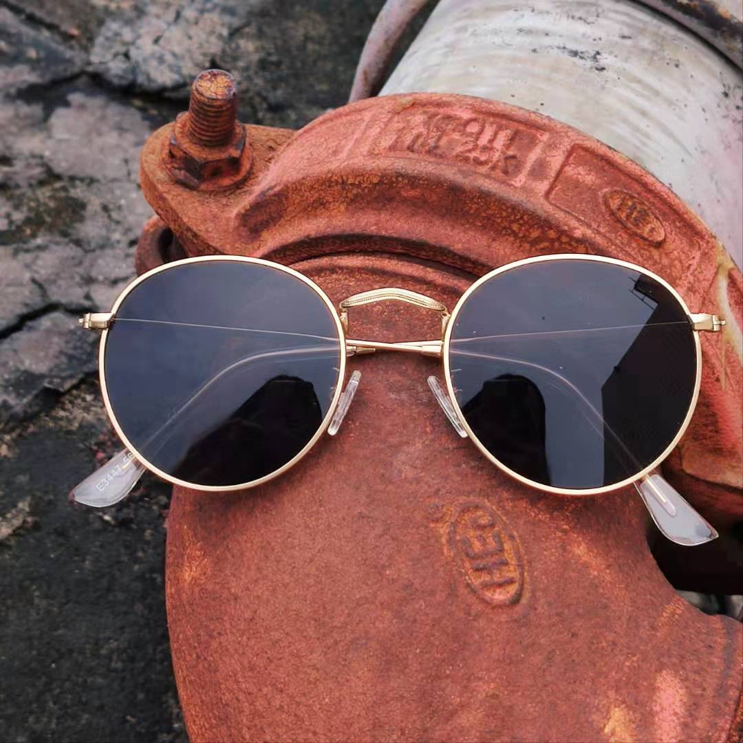 Sunglasses Polarized Round Ultralight Retro Sun Glasses Travel Fashion Black 