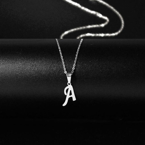 New Initial A-Z Letters Pendant Necklace for Women Men Trendy Stainless Steel Link Sweater Chain Necklaces Jewelry Gift ► Photo 1/6