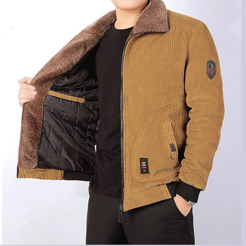 Winter Jacket Men Thick Warm Corduroy Cotton Parkas Men Casual Loose Turn Down Collar Multi Pockets parkas hombre invierno ► Photo 1/6