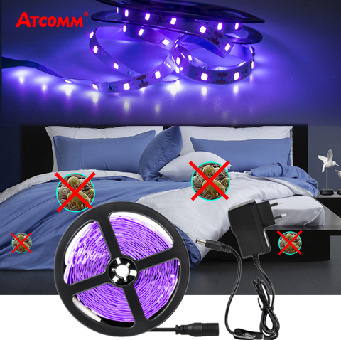 UV LED Strip Light Ultraviolet Ray Flexible Tape Ribbon Purple Lights 12V 5m 10m 15m 300LEDs 385-400nm for DJ Fluorescence Party ► Photo 1/6