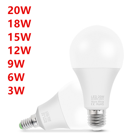 10PCS LED lamp E14 E27 AC 220V LED bulb Light LED Spotlight Table lamp 3W 6W 9W 12W 15W 18W 20W ► Photo 1/2