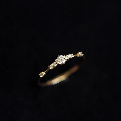 14k Gold Ring,Thin Ring, Diamond CZ Crystal Stacking Ring, Dainty Gold Ring, Minimalist, Solitaire band ► Photo 1/6