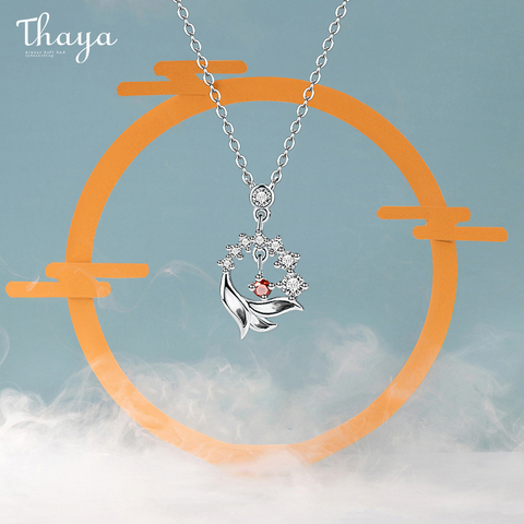 Thaya S925 Silver Necklace Lion Design Red Artificial Crystal Sterling Silver Pendant Necklace For Women Luxury Fine Jewelry ► Photo 1/6