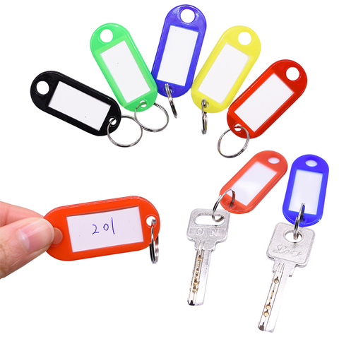 50Pcs/lot Plastic Keychain Key Tags Name Tags ID Label with Split Ring Baggage Luggage Tags Key Chains Keyrings ► Photo 1/6