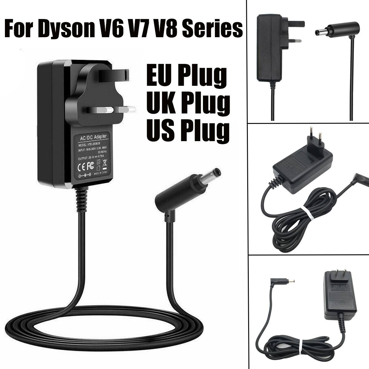 1 Pcs EU Plug Charging Adapter for Dyson V6 V7 V8 DC59 Vacuum