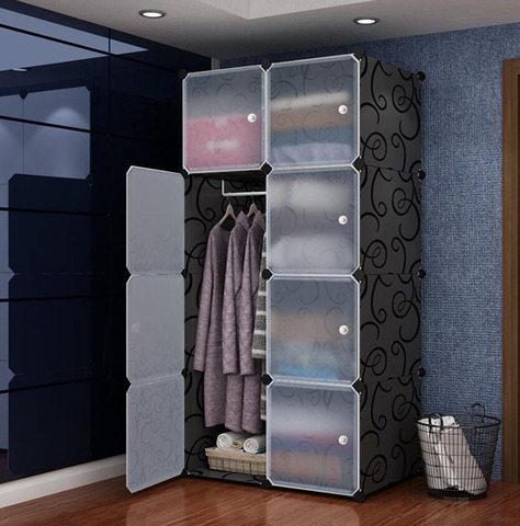 Foldable шкаф для одежды Wardrobe ABS Plastic Combination Cube Storage Closet Cabinets Clothes Organizer Bedroom Furniture ► Photo 1/6