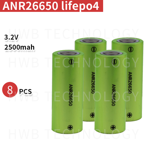 8pc 26650 lifepo4 3.2v 2500mAh high drain 70A ( 30C ) battery cells e-bike golf car & cordless power tools ► Photo 1/4