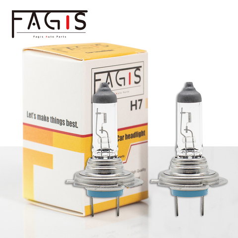Fagis 2 Pcs US Brand H7 12V 55W White Car Headlight Auto Halogen Bulbs UV Quartz Glass Head Lamps Low/High Beam Lights ► Photo 1/6