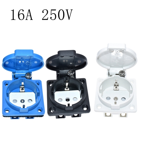 16A 250V Blue Generator Control Panel Germany Waterproof Socket European Dust Socket For Home Desktop Connector Plug ► Photo 1/6