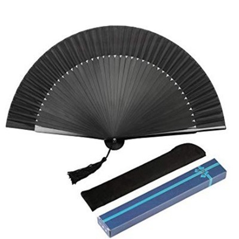 Black Elegant Carved Hand Held Folding Fans Bamboo Wood Silk Hand Fan For Events Party Wedding Home Decoration ► Photo 1/6