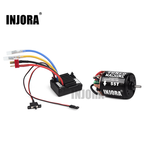 INJORA RC Car 35/45/55T Brushed Motor Waterproof ESC Speed Controller for 1:10 RC Crawler SCX10 AXI03007 90046 Traxxas TRX4 D90 ► Photo 1/6