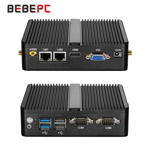 BEBEPC Mini PC Celeron J4105 J1900 Quad-Core Dual LAN Fanless Desktop Computers Celeron N2830 J1800 Windows 10 WIFI HDMI minipc ► Photo 1/6