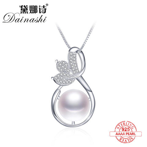 2022 New Arrivals Big Natural Freshwater Pearl Necklaces & Pendants gift For Women Fashion 925 Silver Zircon Jewelry 45cm Flower ► Photo 1/5