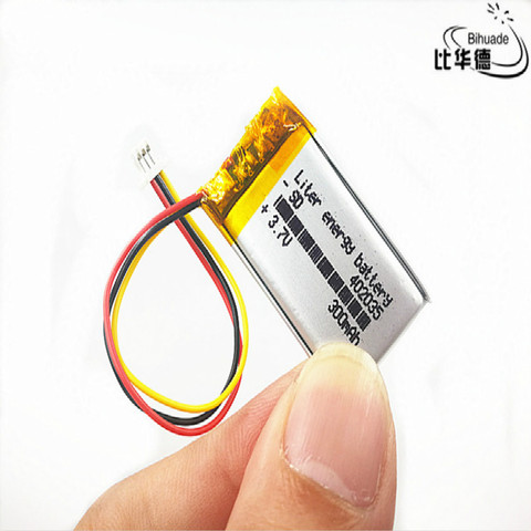 JST PH 1.0mm 3 pin 3.7V,300mAH 402035 Polymer lithium ion / Li-ion battery for tablet pc BANK,GPS,mp3,mp4 ► Photo 1/5