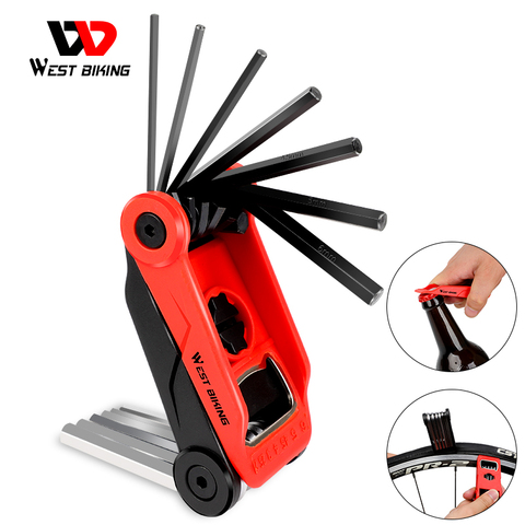 WEST BIKING Bicycle Tools Kit Cycling Repair Hex Allen Wrench Bottle Opener Tire Lever Multitool Set MTB Road Bike Repair Tool ► Photo 1/6