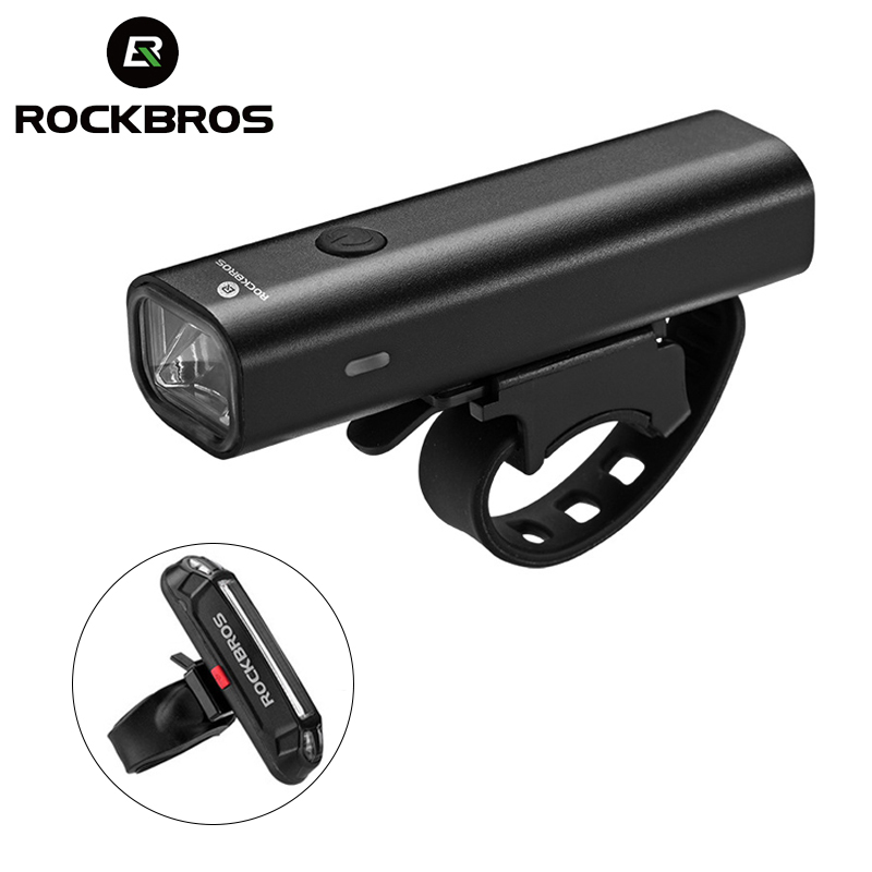 ROCKBROS Bicycle LED Front Rear Lamp Set USB Rechargeable Cycling Head Light 