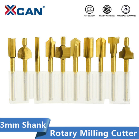 XCAN HSS Rotary Milling Cutter 3mm Shank Titanium Coated Woodworking Router Bit Cutter ► Photo 1/6