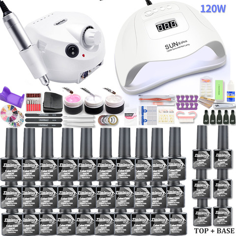 Manicure Set Acrylic Nail Kit With 120/54W Nail Lamp 35000RPM Nail drill Machine Gel Nail Polish Set All For Manicure ► Photo 1/6