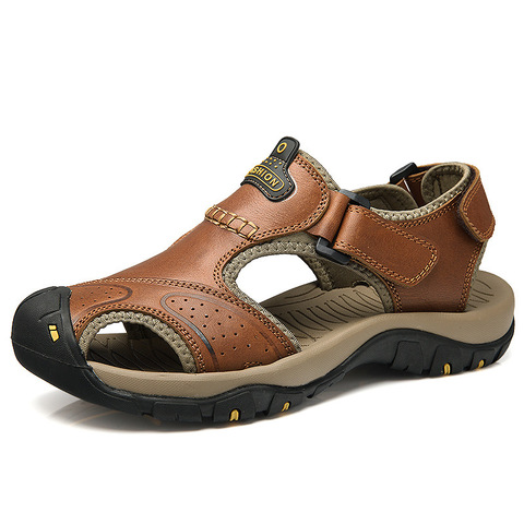 Men Sandals Split Genuine Leather Sandals Men Shoes Brand Men