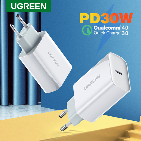 Ugreen PD Charger 30W USB Type C Fast Charger for iPhone 12 X Xs 8 Macbook Phone QC3.0 USB C Quick Charge 4.0 3.0 QC PD Charger ► Photo 1/6