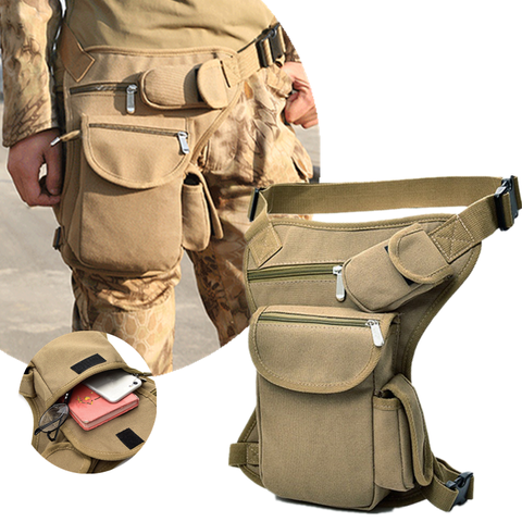 Men Canvas Drop Leg Bag Waist Bag Fanny Pack Belt Hip Bum Military travel Multi-purpose Motorcycle Messenger Shoulder Bags ► Photo 1/6