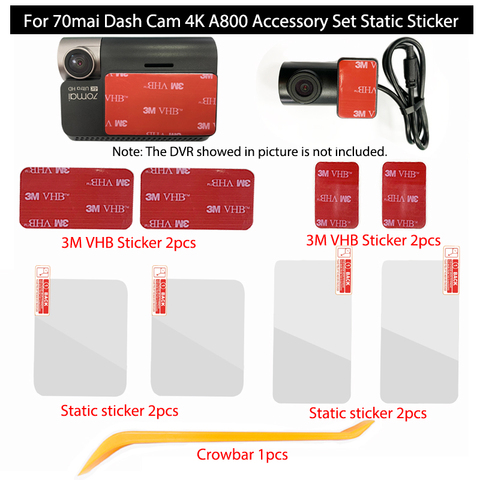 For 70mai Dash Cam A800 4K Accessory Set Static Sticker 3M Film and Static Stickers Suitable for 70 mai Car DVR 3M film holder ► Photo 1/6