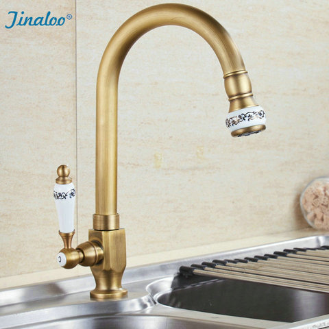 Single Cold Faucet Antique Brushed Brass Tap Basin Sink Faucet 360 Swivel Kitchen Water Crane ► Photo 1/6