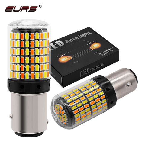 2PCS BAY15D led brake light 1157 7443 3157 led bulb 168smd canbus lamp white yellow signal light dual color 12V ► Photo 1/6