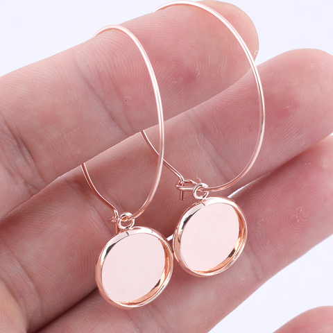 10pcs Rose Gold Circle Hoop Earring Base Blanks Fit 10mm 12mm Round Cabochon Bezel Settings Diy Jewerly Making Accessories ► Photo 1/6