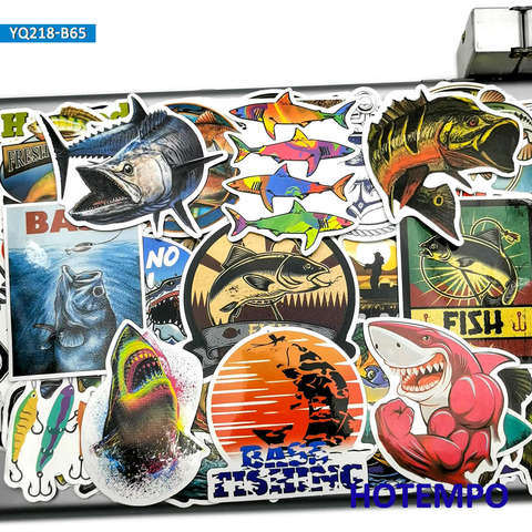 65pcs Outdoors Fisherman Go Fishing Fashion Fish Stickers for Mobile Phone Laptop Luggage Skateboard Box Tank Bucket Art Sticker ► Photo 1/6