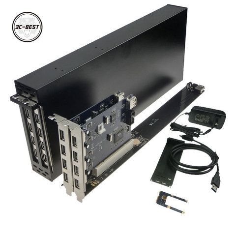 Portable Mini PCIe to Dual PCI 16X Slots PCI Expansion Card For Laptop With Enclosure 12V Power Adapter ► Photo 1/1