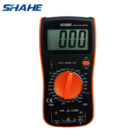 SHAHE Digital Multimeter LCD multimeter AC DC Voltmeter Resistance Capacitance, Diode, Triode, Continuity tester  VC9205 ► Photo 1/6