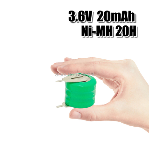 3.6V 20mAh Ni-MH Li-Po Lithium Li-polymer Bateria Batteries Rechargeable Button Coin Cell Battery With Solder Pins ► Photo 1/6